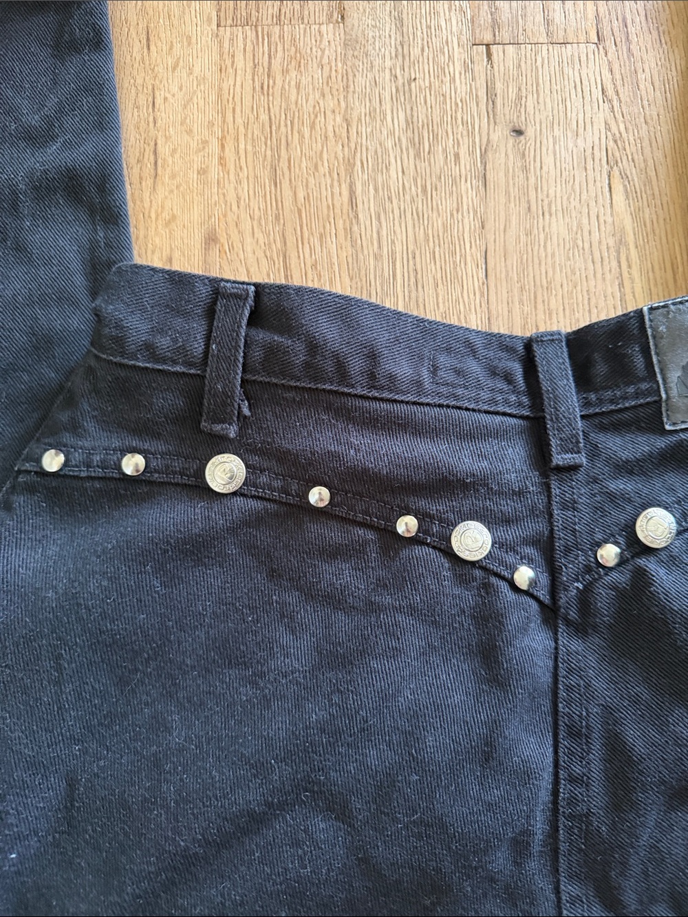 Vintage Western Rockies Studded High Rise Bareback Jeans Black Waist 26” - Picture 2 of 7